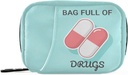 Naanle Medical Pills Pill Box 7 Day Case Bag Travel Organizator z Zipper Portable Weekly Compact Rozmiar dla posiadacza suplementu witaminy A Cartoon Blue White 4.6 x 3,14 x 1,88 Inch, 1,0 Count