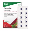 Floradix Żelazne tabletki - suplement żelaza z witamin B, Kwas foliowy, Witamina C & More - Wsparcie energetyczne - Wegetarian & Gluten- Free - 120 Tabletki (120 Słupki)