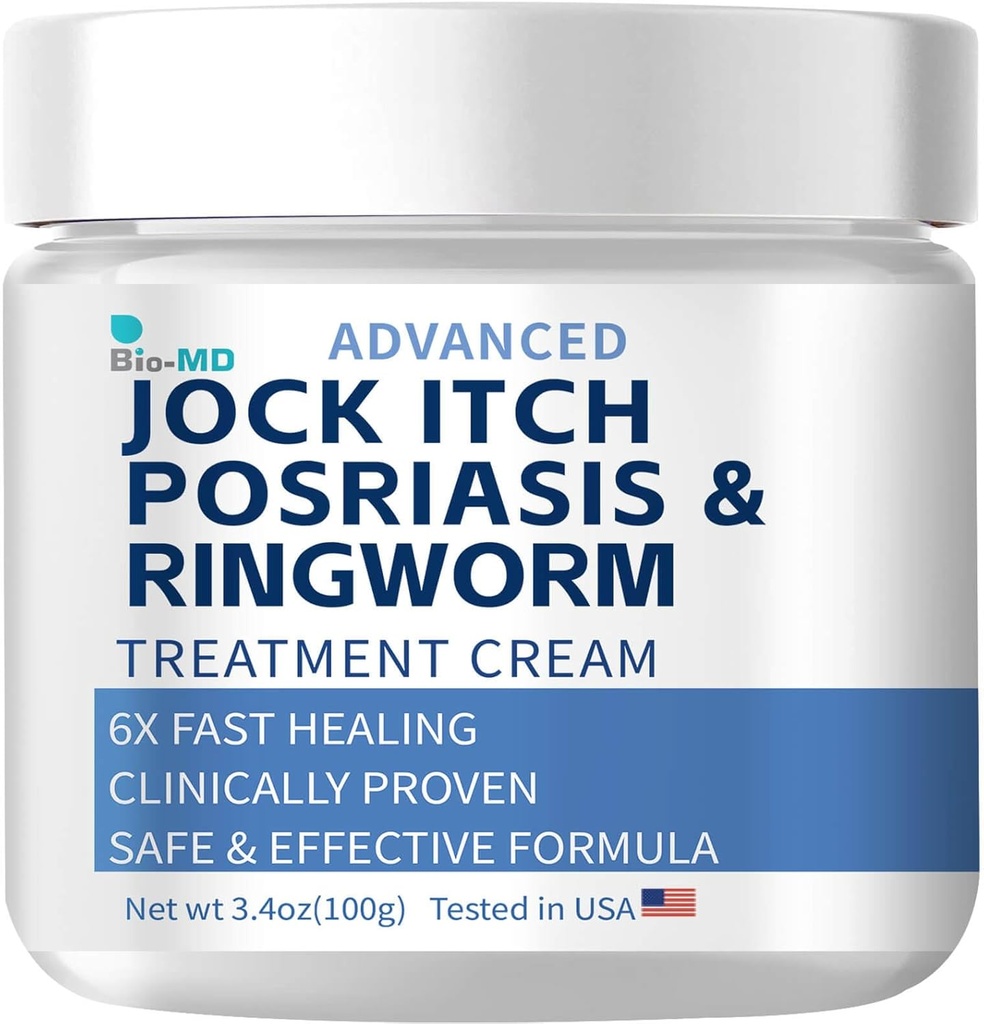 Bio- MD Jock Itch Cream, Jock Itch Cream Extra Siła dla mężczyzn i kobiet, Łuszczyca krem, Ringworm Leczenie dla ludzi, Itch Cream - Potężna i szybka ulga