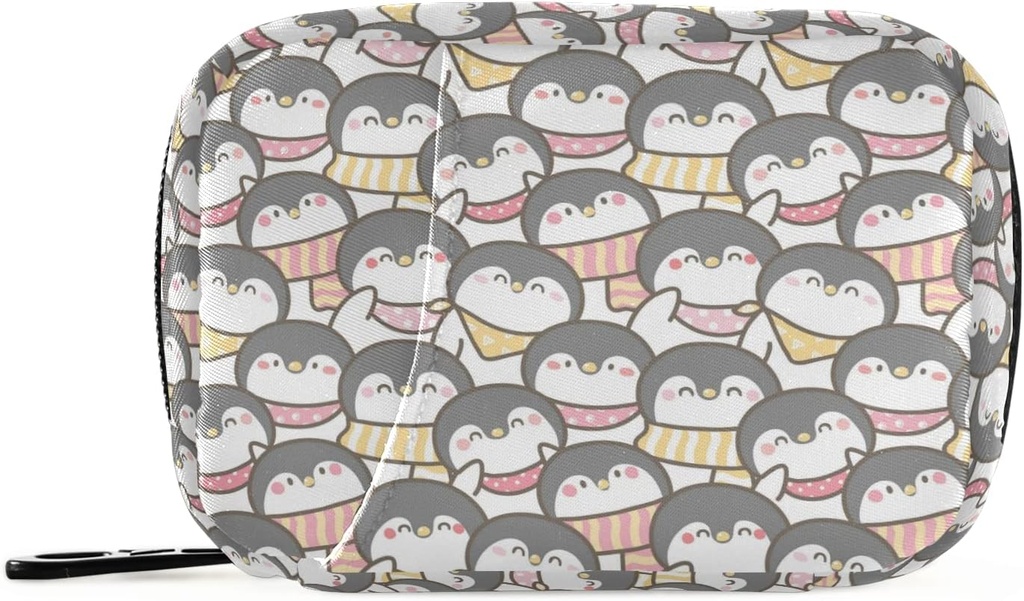 Cartoon Penguin Pill Box 7 dzień Pil Case Travel Pill Organizer Bag z Zipper Portable Weekly Case Bag Compact Rozmiar dla posiadacza suplementu witaminy