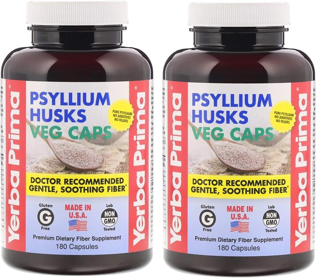 Yerba Prima Psyllium Husks Fiber Veg Caps - 180 (Opakowanie 2)