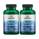 Swanson Acetyl- L- Karnityna - Suplement aminokwasów Promowanie Cognitive Health & Support Muscle - Natural Formula May Promote Nerwowego Systemu Zdrowia - (100 Kapsułek Veggie) (2 opakowania)