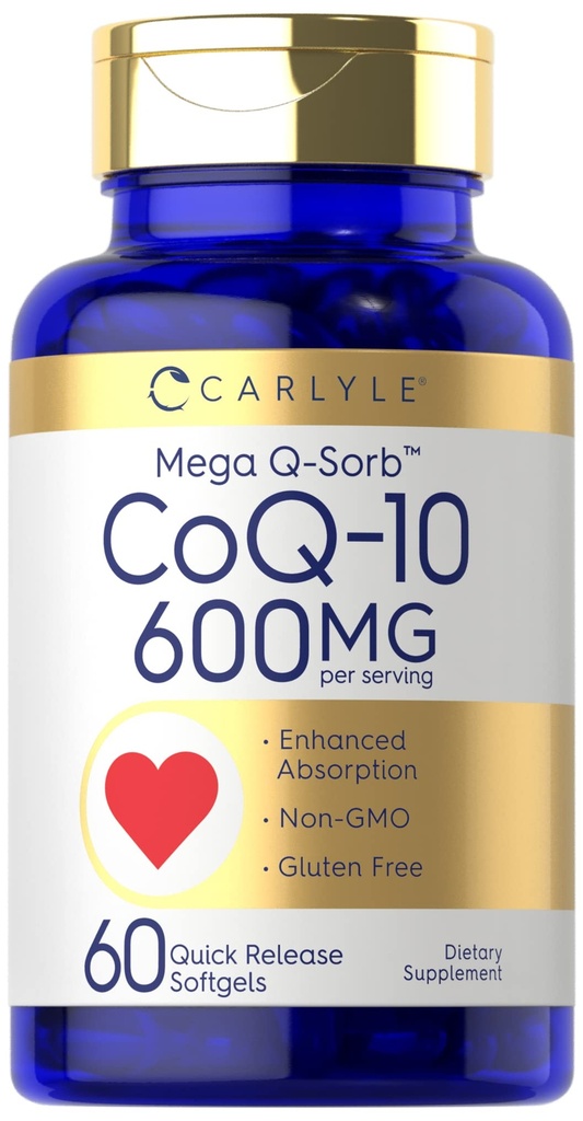 Carlyle CoQ10 600 mg Softgels 124; 60 Hrabia 124; Mega Q- Sorb Koenzym Q- 10 Bilans 124; z Black Pepper Extract 124; Non-GMO & Gluten