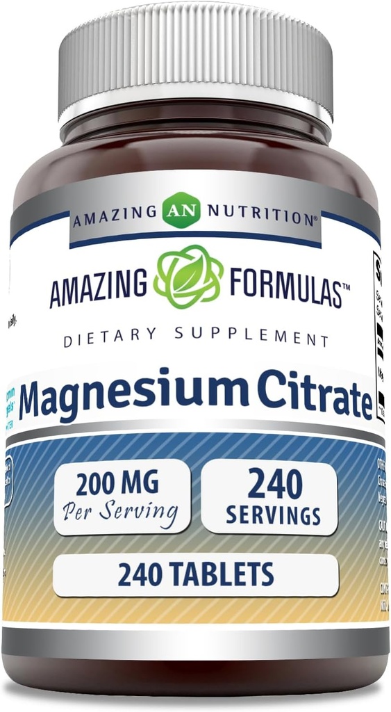 Amazing Supples Magnezu Citrate 124; 200 Mg Tablets Bird124; Mineral Supplement Bird124; Non-GMO Bird124; Gluten Free Bird124; Made in USA (1 Pack, 240 Count)