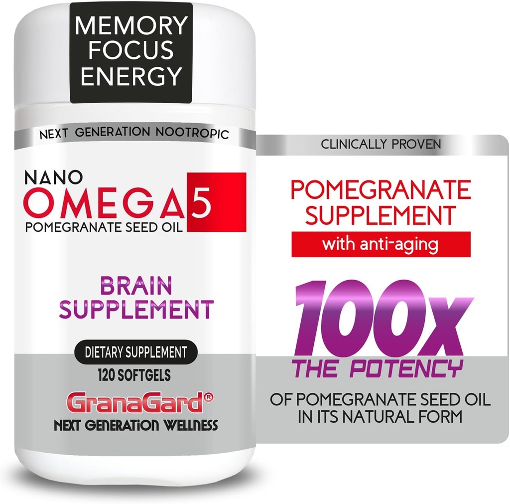DODATKOWE (2-Miesiące Dostawy) DOKUMENTY BRAIN Z ANTYZACJĄ, Pigułki Pamięci, Suplement Granatu Omega 5, 1 butelki 120ct