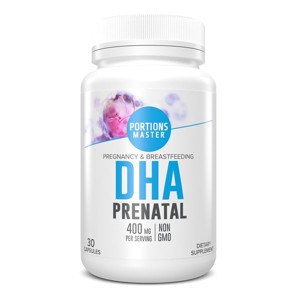 Master Portions DHA Prenatal, renatal Omega-3 Suplement z 300 mg DHA, Wspiera rozwój mózgu i oczu płodu, Ciąża i karmienie piersią Nutrition, Non-GMO, Gluten- Free (30 Softgels)