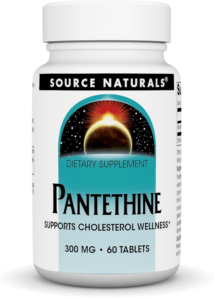 Źródło Naturals Pantetine, Wsparcie Cholesterl Wellness *, 300 mg, 60 tabletek