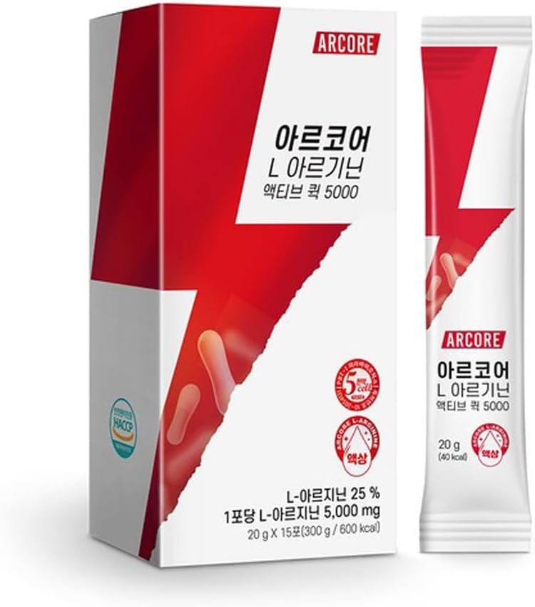Boto Arcore L- Arginina Aktywna Szybka 5000, Wysoka dawka płynu Suplement, Wspiera energię i odzysk, Opatentowane składniki, Lemon Flavor 20g X 15 Sticks