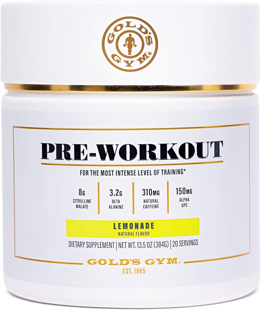 Gold 's Gym Nutrition Pre- Workout proszku 124; Soy- Free, Keto, Vegan Pre- Trening z Green Coffee Fasola naturalnej kofeiny, L -Citrulina, Beta- Alanina, i przeciwutleniacze, 20 Słupki (Lemoniada)