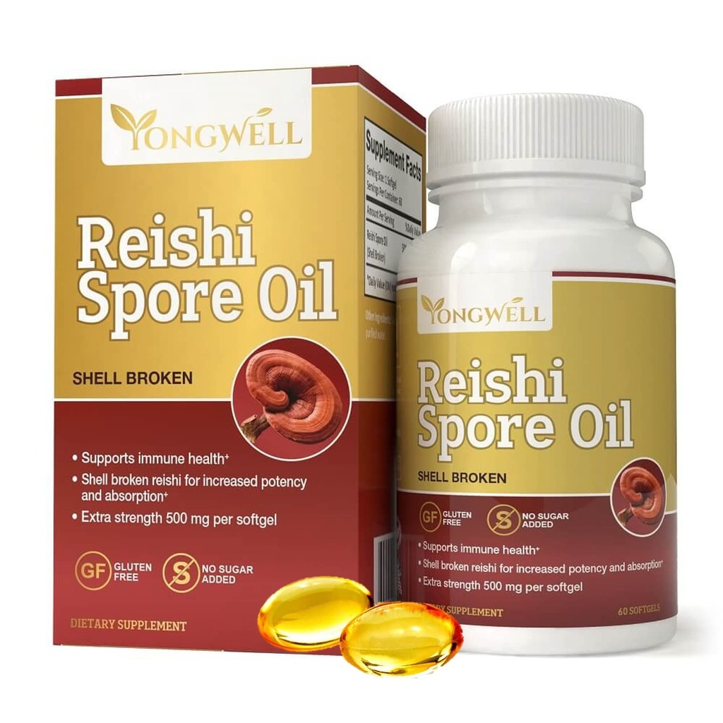 Reishi Spore Oil Shell Broken Extra Siła 500mg (60 Softgels)