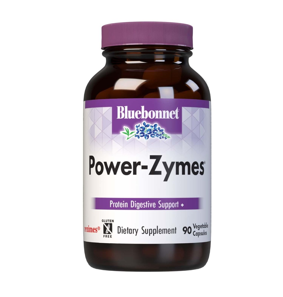 Bluebonnet Nutrition Power- Zymes, Protein Digestive Support *, Soy- Free, Gluten- Free, Dairy- Free, 90 Kapsułki warzyw, 90 Słupki
