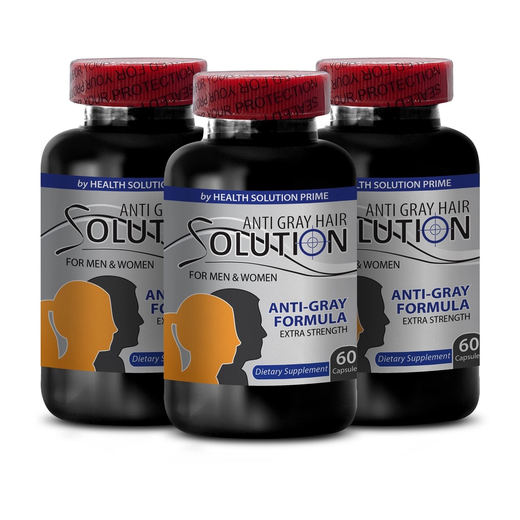 Witamina b6 kwas pantotenowy - Anti Gray Hair Solution - Gray Hair Reversal dla mężczyzn i kobiet, Suplement do włosów dla kobiet, Naturalny kolor włosów, suplement biotyny dla włosów, Saw Pametto, 3 Bot 180 Czapki