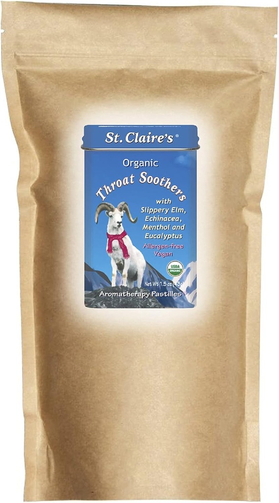 St.Claire 's Organic Throat Soothers (27 Ounce Refill Bag) Gluten- Free, Wegan, GMO- Free, Plant- based, Allergen- Free Support 124; Made in Our Allergen- Free Facility