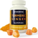 Tacanna Turmeric i Ginger Gummies - 60 Hrabia dla dorosłych i nastolatków, Aronia Flavor, Wsparcie immunologiczne, Non-GMO & Gluten suplement wolny