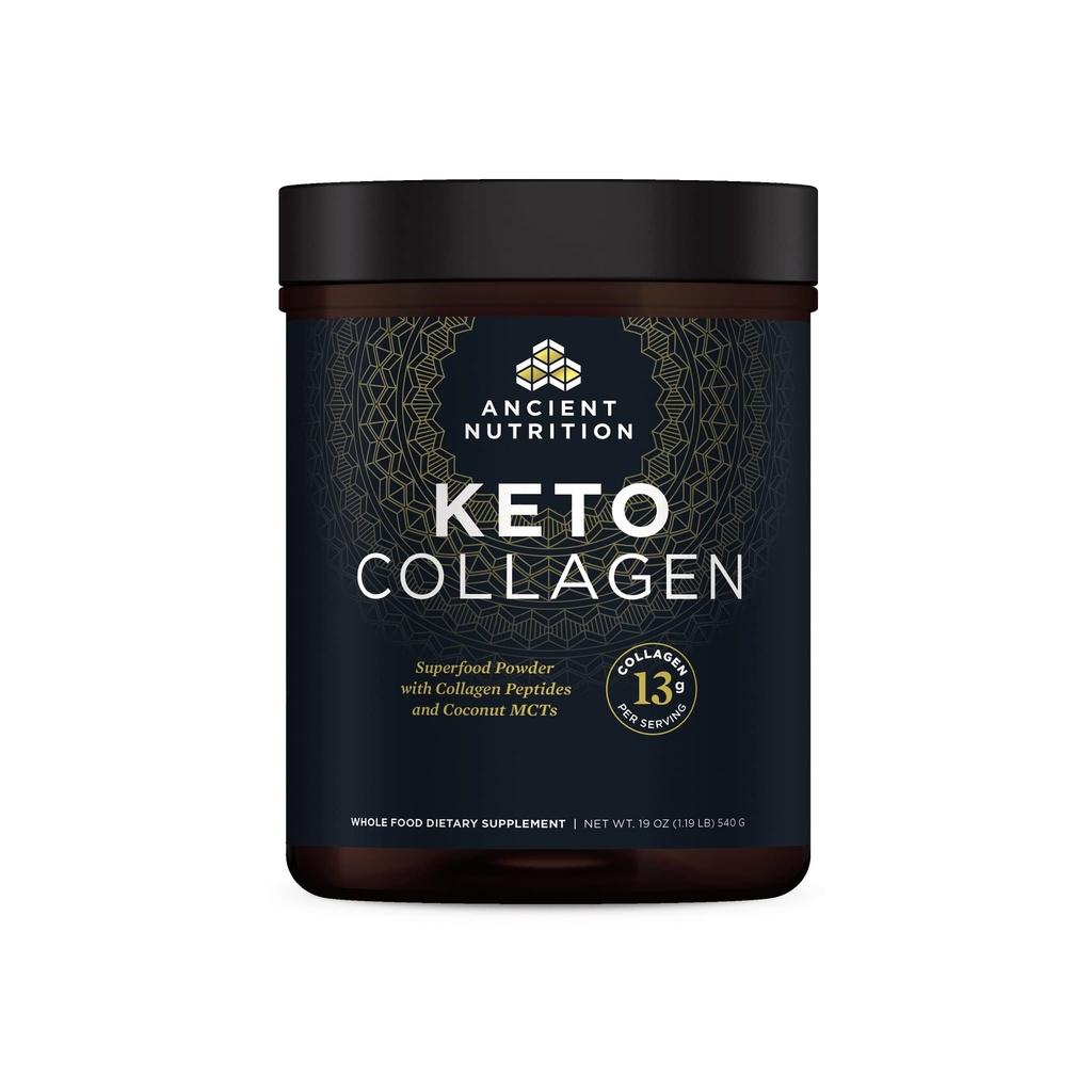 Ancient Nutrition Keto Collagen proszek napój Mix, Keto suplement diety z MCT, Zhydrolizowane Kolagen Peptydy do wsparcia zdrowej skóry i joints, 30 Servings, 19 oz (Opakowania maja Vary)