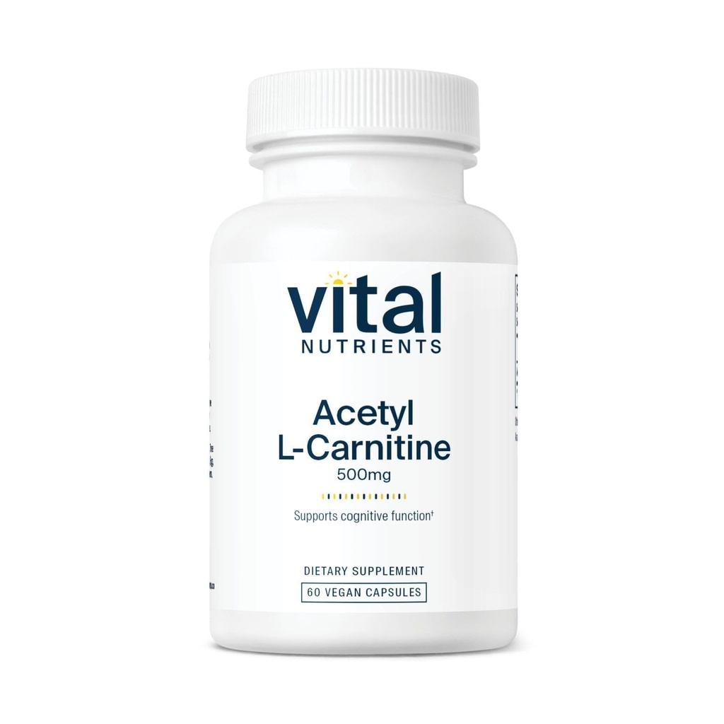 Vital Nutrigents Acetyl L- Carnitine 500mg XI124; Brain, Memory, and Cognitive Supplement * XI124; Vegan XI124; Gluten, Dairy, Soy Free XI124; Non-GMO XI124; 60 kapsułki