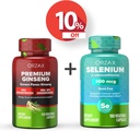 ORZAX Premium Ginseng 120 Kapsułki wegetariańskie i Selenium 200 Mg 180 Kapsułki wegetariańskie, Bundle