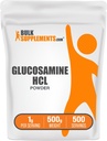 BulkSupplements.com Glukozamina HCl Proszek - Suplement glukozaminy, Suplement Joint Supplement - Gluten Free, 1 g na Serving, 500 g (1.1 lbs) (Opakowanie po 1)