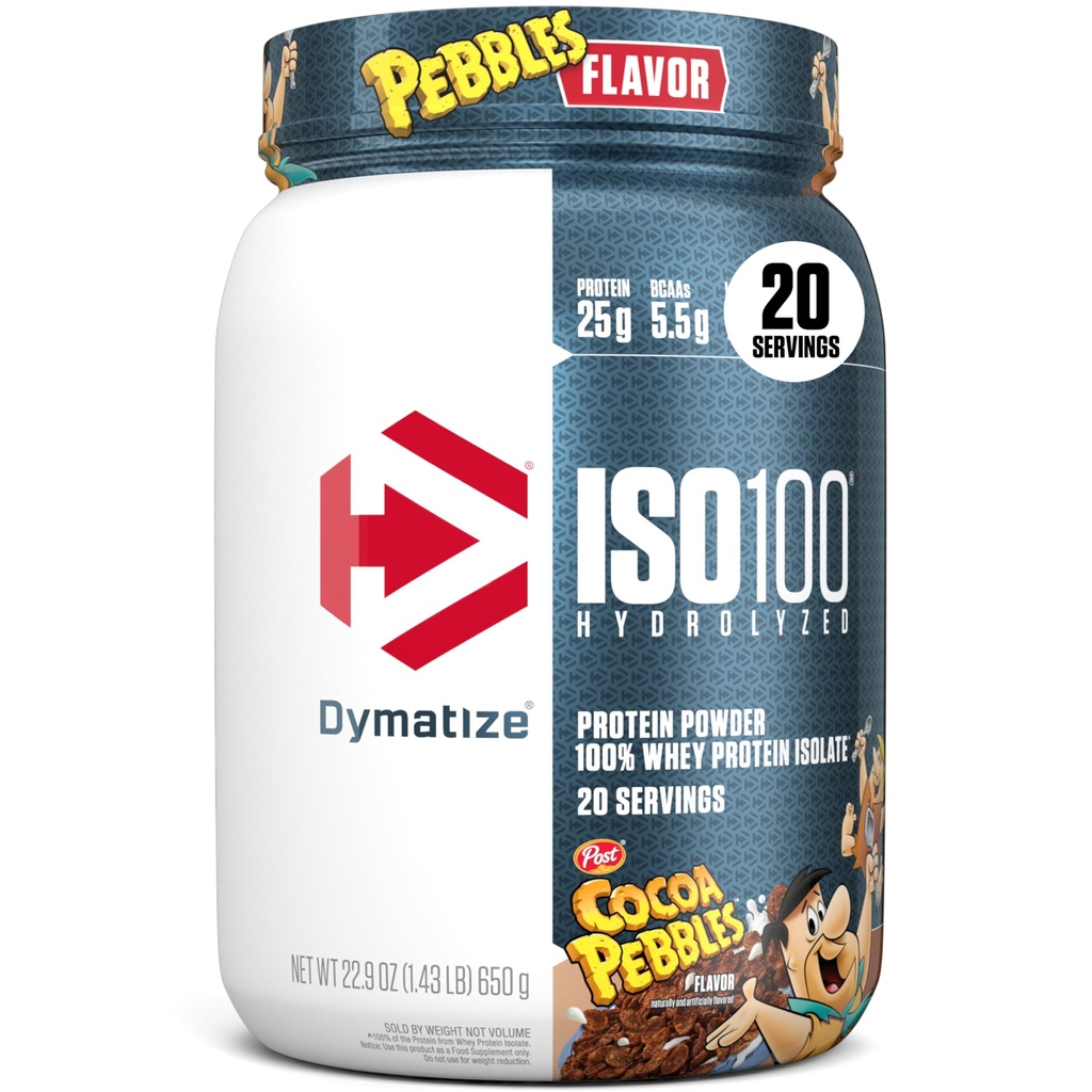 Dimatize x Kakao Pebbles ISO100 Białko serwatki w proszku Izolat, 25g białka, 20 Sług, 5,5g BCAA, 120 Cal., Gluten Free, 1g tłuszczu, 1g cukru, 2g karb