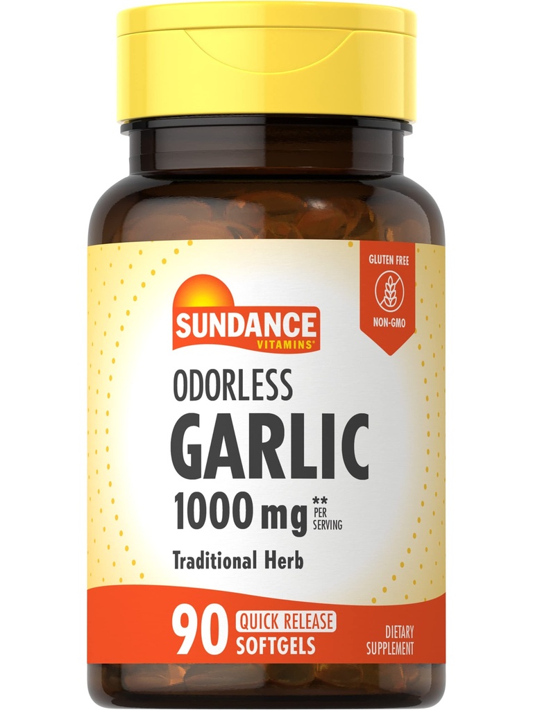 Sundance Odorless czosnku Softgels 124; 1000mg 124; 90 Hrabia 124; Non-GMO i gluten suplement wolny