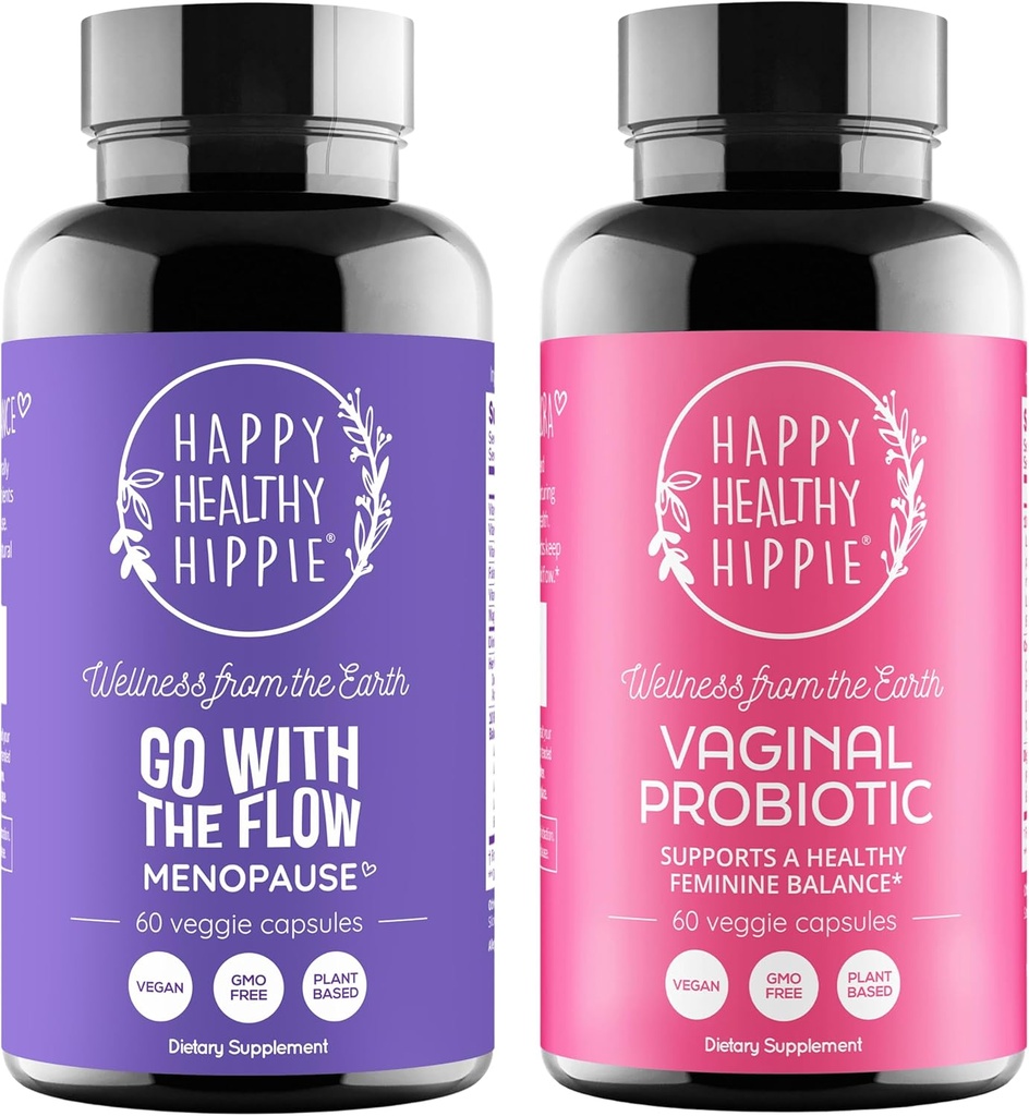 Szczęśliwy Zdrowy Hippie Probiotyki waginalne dla kobiet & Idź z pomocą Menopauzy przepływu