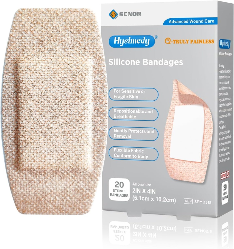 Krzemionkowe bandaże przylepne Duże rozmiary dla wrażliwej skóry kruchej 2 "x4" 20 Hrabia Elastyczne tkaniny Lateks Bezpłatne Hipoalergiczne Bandery oddychające XL dla przylepnych ran alergii