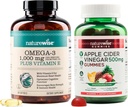NatureWise Omega-3 Fish Oil 1000mg z E 180- Count + Apple Cider Gummies Vinegar 500mg z B12, 60- Count (Vegan Gummy) - Bundle for Heart, Eye, Digestive Health - Gluten Free, Soy- Free, Non-GMO