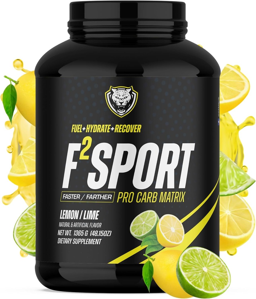 6AM Run F2 Sport Pro Endurance Paliwo - Cluster Dekstryn ® Carb Matrix z elektrolitami do biegania, szkolenia i odzyskiwania (50 Służenia, Lemon Lime)