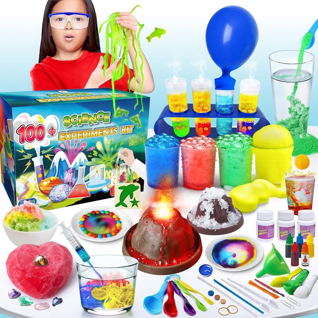 UNGLINGA 100 + Science Lab Experiments Kit for Kids, S.T.E.M Project Activities Educational Birthday Toys Gifts for Boys Girls, Chemistry Set, Gems Dig, Volcano, Glowing Worms