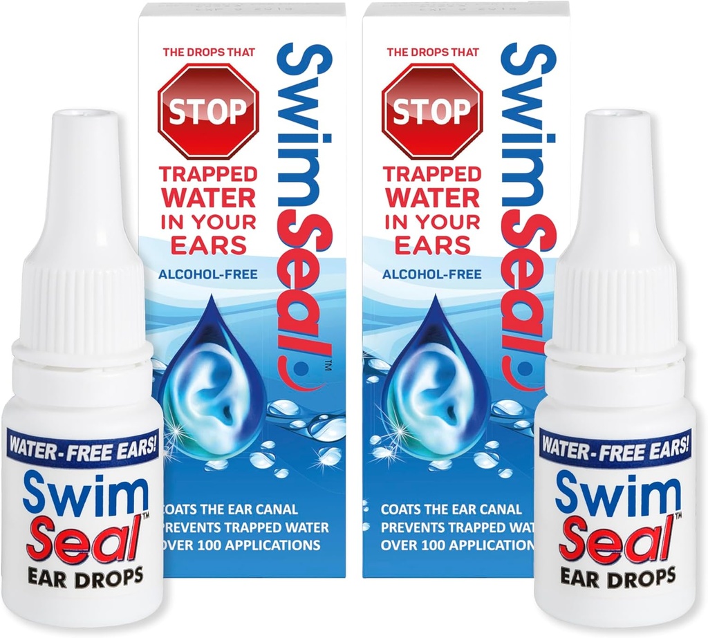 SwimSeal ™ Twin- Pack All Natural Swimmer 's Ear Drops for Daily Use Anter than Alcohol Drops or Earsteps. Rozwiązanie dla Twoich uszu dla wszystkich ekspozycji wody dla wszystkich wieków.