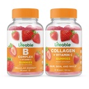 Lifeable B Complex + Kolagen & Witamina C, Gummies Bundle - Great Desting, Suplement witaminy, Gluten Free, GMO Free, Gummy do żucia