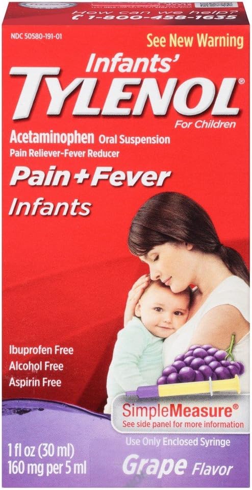 Tylenol Infants' Pain + Fever Oral Suspension Grape Flavor - 1 oz, Pack of 3
