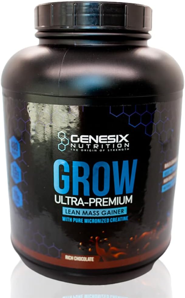 Grow Protein Powder Dietetyczny Suplement wspierający wzrost i regenerację mięśni 124; Czysty zmikronizowany Stwórca Ultra- Premium Lean Mass Gainer 124; Czekolada 124; 20 Służenie 5.3kg