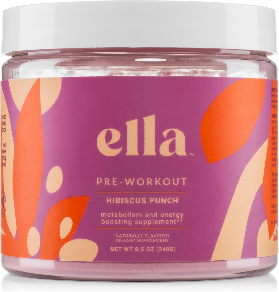 Naga Ella Pre Workout Powder, Hibiscus Punch Amino Energy z Vegan Acids BCAA Amino, Kafeteria naturalna, Pretrening Boost dla mężczyzn i kobiet, 30 Służenie