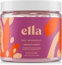 Naga Ella Pre Workout Powder, Hibiscus Punch Amino Energy z Vegan Acids BCAA Amino, Kafeteria naturalna, Pretrening Boost dla mężczyzn i kobiet, 30 Służenie