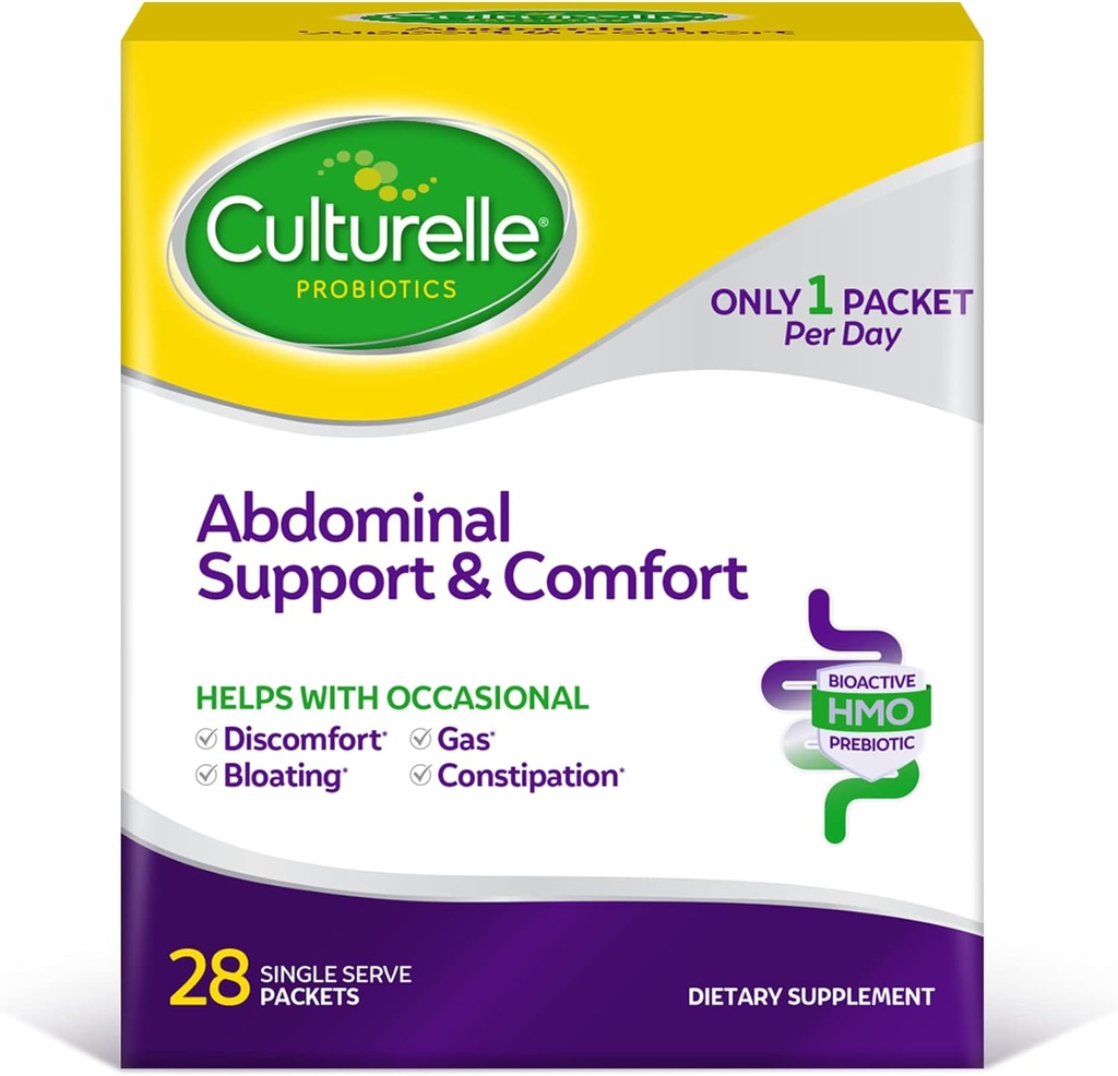 Culturelle Abdominal Support & Comfort, Daily Proactive Approach to Promote Gut Health *, Pomaga w sporadycznych problemów Abdominal, Bloating i Gas - 28 Count (Pack of 1)