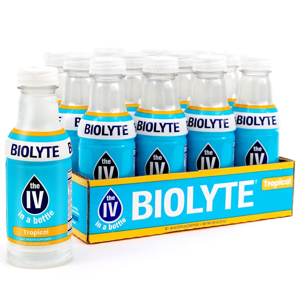 BIOLITE Electrolyte Drink - IV w butelce Electrolyte Drink for Rapid Hydration - Tropikalny, 12- Pack