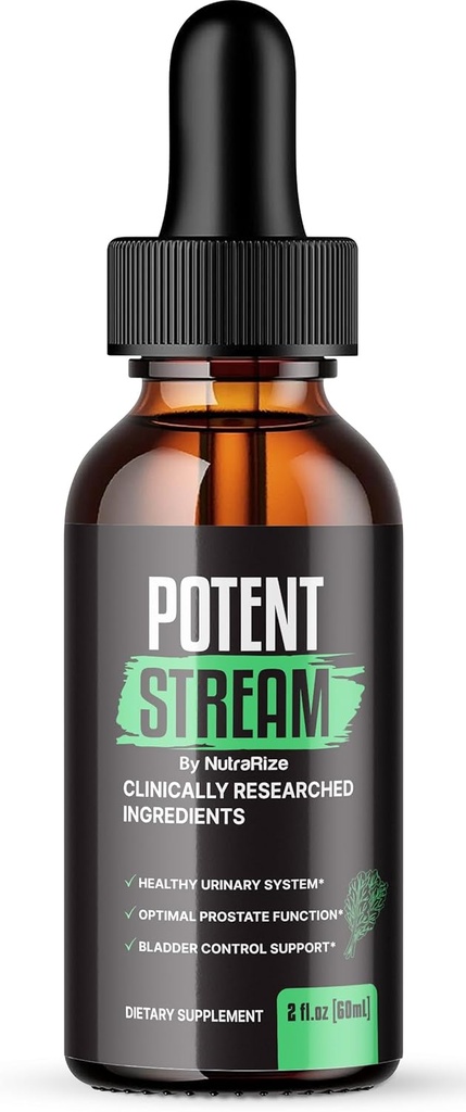 NutraRize Pottent Stream Drops, Advanced Prostate Supplement - Naturalne wsparcie dla zdrowia prostaty, Maksymalna siła, Opinie (30 Służenia)