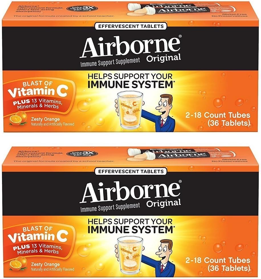 Pomarańczowe tabletki musujące Witamina C 1000mg x 36 Liczby (2 opakowania)