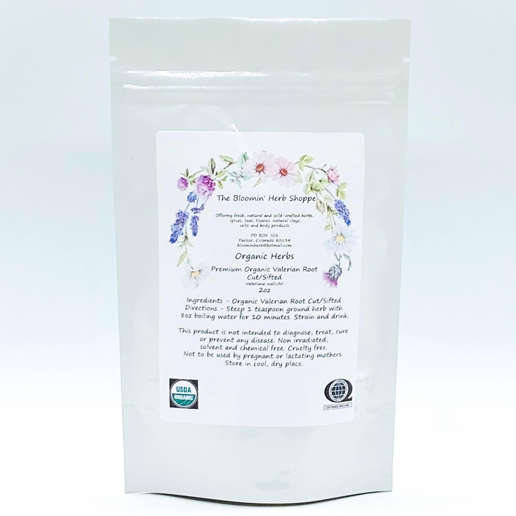 Organiczny Premium Valerian Korzeń Cięcie Sifted 2oz Bloomin Herb Shoppe Valeriana wallichii Świeży mocny herbaty nalewka
