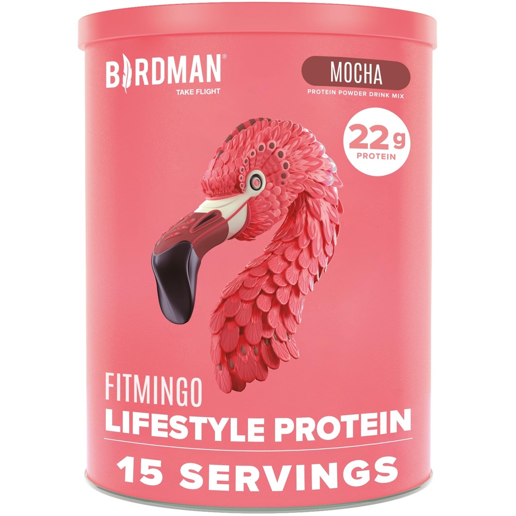 BIRDMAN Fitmingo Vegan Protein Powder z Inozytolem, Colagen Boosters, Kwas hialuronowy i witamin 124; Niskie węglowodory, Wolne od nabiału, Niskie kalorie 124; 23g Proszek z białka borówkowego z Myo- Inozytol