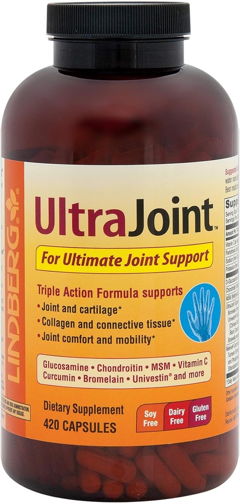 Ultra Joint Supplement España 124; 420 Capsules España 124; Triple Action Formula España 124; Non GMO, Gluten Free España 124; By Lindberg