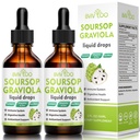 2 Pack Soursop Graviola Liquid Drops - 2000mg Pure Soursop Extract Mieszany z 300mg Sea Moss & 100mg Elderberry - Potężne wsparcie komórkowe, Antyoksydant-Rich, Immune- Boosting - 4 Fl Oz (120ml) Butelka