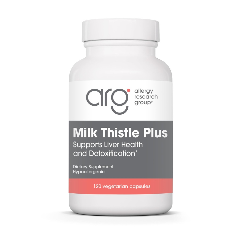 Alergia Research Group Milk Thistle Plus Supplement - Wsparcie zdrowia wątroby, Mleko Tistle, Dandelion, Detox, Cleanse, Kapsułki wegetariańskie - 120 Count