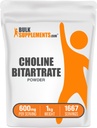 BulkSupplements.com Choline Bitartrate Powder - Choline Supplements - Unflavored & Gluten Free, 600mg na jedną porcję, 1 kg (2,2 kg) (opakowanie po 1)
