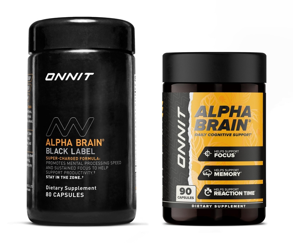 ONNIT Premium Alpha Brain Bundle - Nootropic Brain Supplement (90 Ct) + Black Label Citicoline Mental Speed, Uwaga & Suplement wsparcia (80 Ct) - Promotes Focus, Concentration & Memory