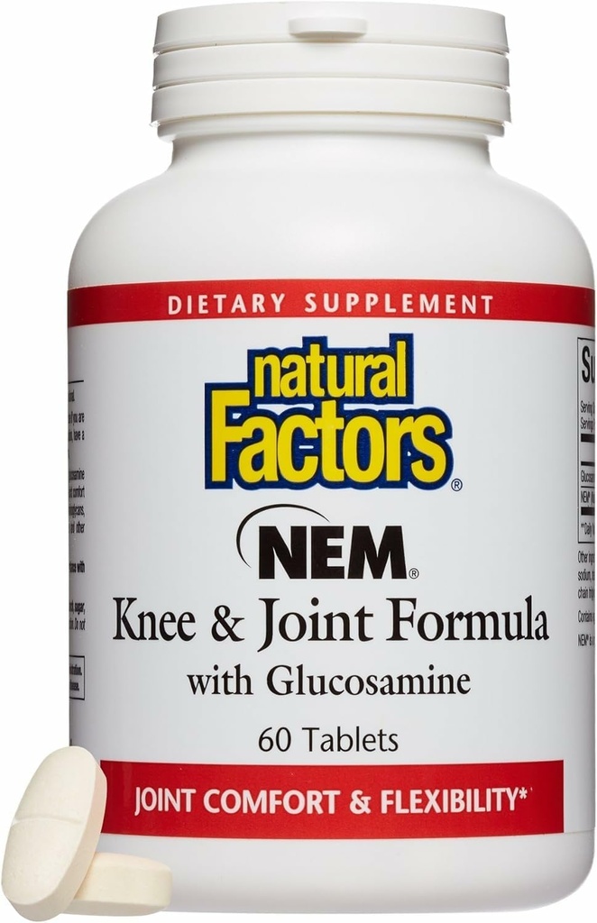 Czynniki naturalne, NEM Knee & Joint Formuła, Promotes Elastyczność i komfort, 60 Tabletki