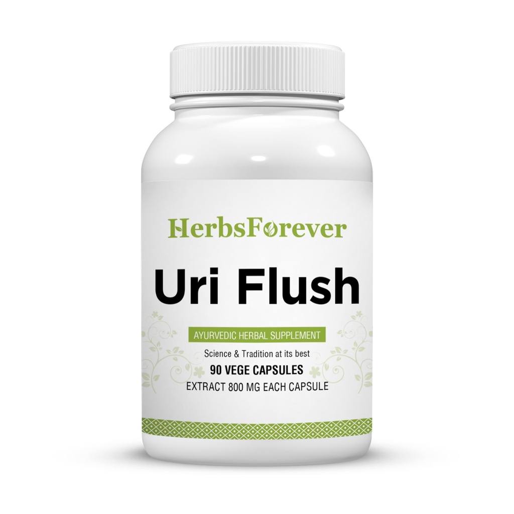 Herbsforever Uri- Flush Kapsułki Ayurvedic Herbal Supplement Support Healthy Nerki Function and Urnary Tract Function 90 Vege kapsułki 800 Mg każdy