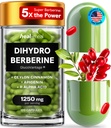 Suplement dihydroberberynowy - Dehydro Berberine Organic - Super Berberine Supplement z Ceylon Cynamon & R Alfa Kwas Lipowy i Apigenin - Hydroberberyna 120 kapsli (1 opakowanie)