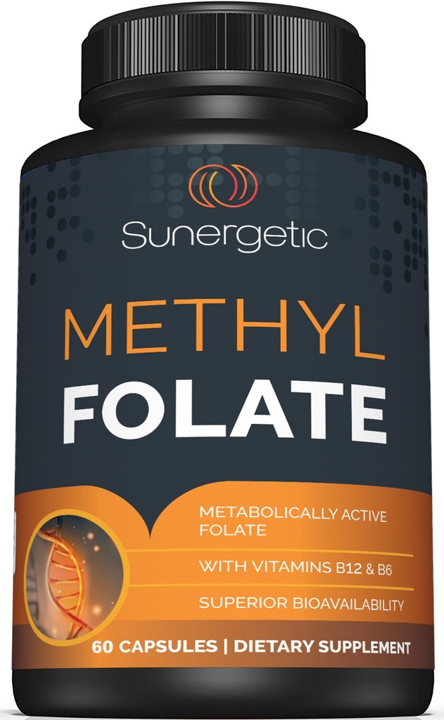 Sunergiczny suplement Folatu Metylowego - z Metylowaną Witaminą B12 i Witaminą B6 - Metabolicznie Aktywny folian w postaci Magnafolatu - Metylofolan 400 µg na kapsułkę - 60 Kapsułek